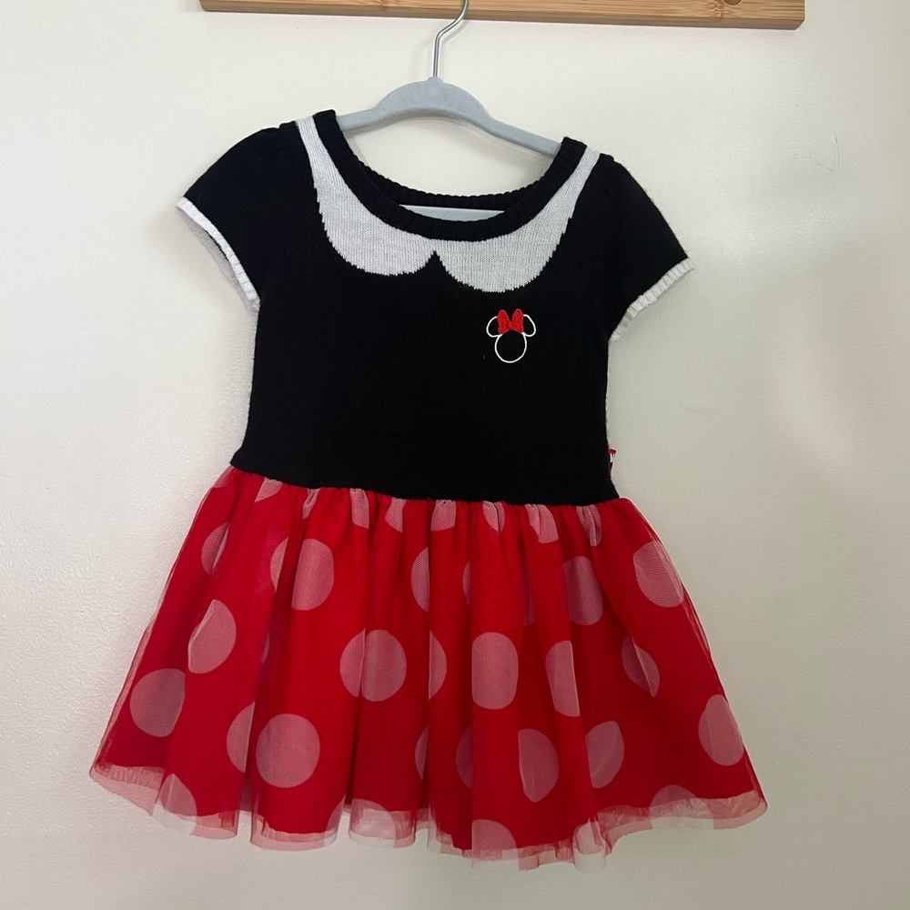 Disney Minnie bath girl Black and White Striped Minnie Mouse Knit Dress no flaws
